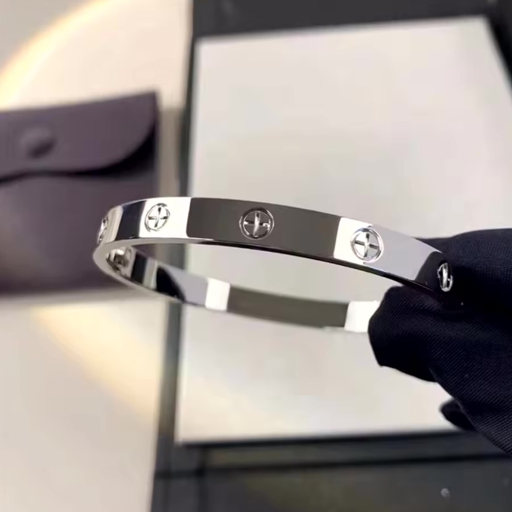 Lison - Platinum Design And Cross Nut Nail Bracelet Stainless Steel
